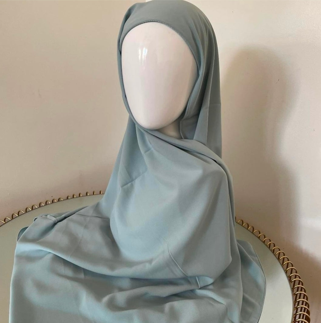 Hijab à enfiler en Soie de Médine - Bleu azurin -