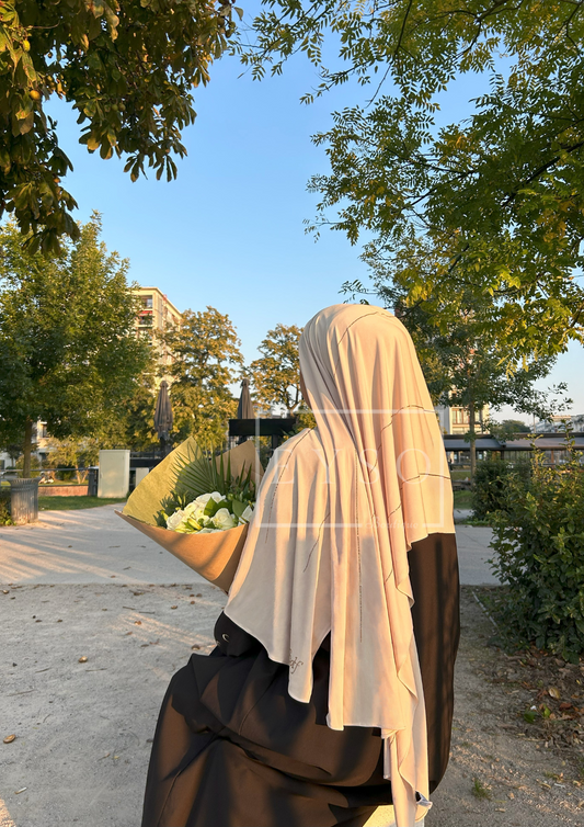 Hijab SEDEF Jersey Premium Luxe à Strass - Crème - 40