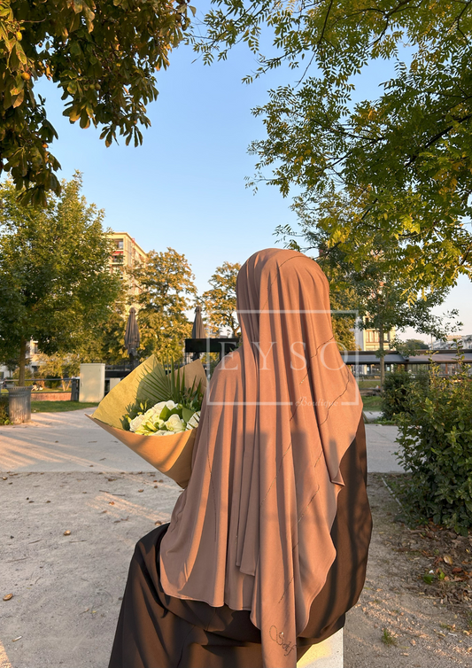 Hijab SEDEF Jersey Premium Luxe à Strass - Marron - 41