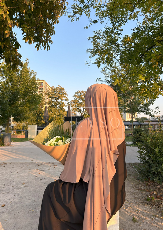 Hijab SEDEF Jersey Premium Luxe à Strass - Marron Rosé - 42