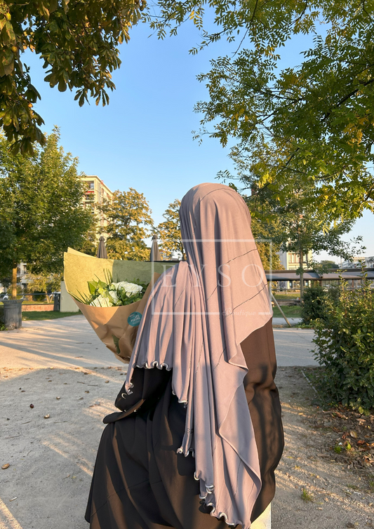 Hijab SEDEF Jersey Premium Luxe à Strass et Frisé - Gris - 51