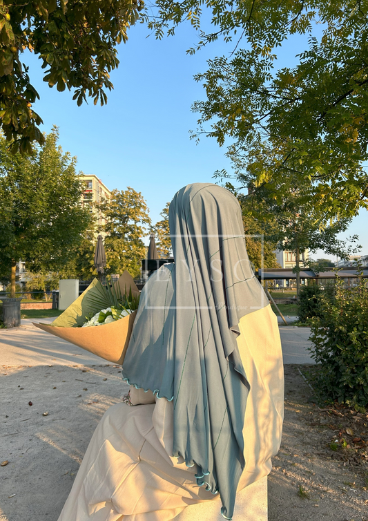 Hijab SEDEF Jersey Premium Luxe à Strass et Frisé - Bleu Pastel - 52