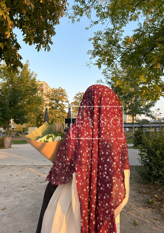 Hijab JAWEL Coton Froissé - Bordeaux - 59