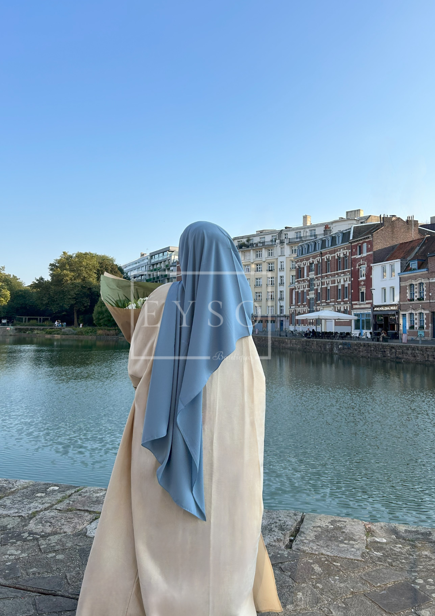 Hijab SEDEF Soie de Médine - Bleu Ciel - 3