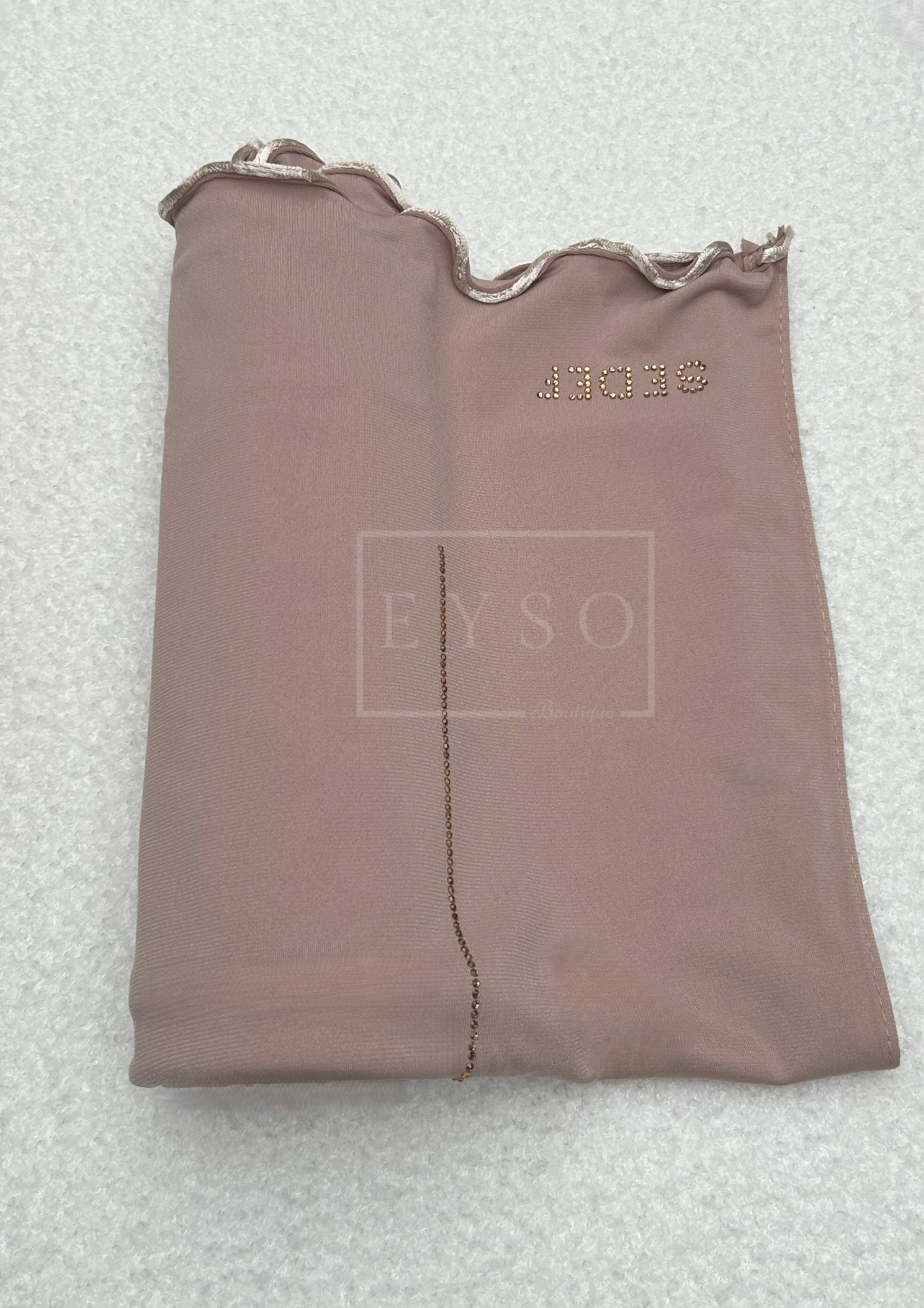 Hijab SEDEF Jersey Premium Luxe à Strass et Frisé - Marron Rosé - 54