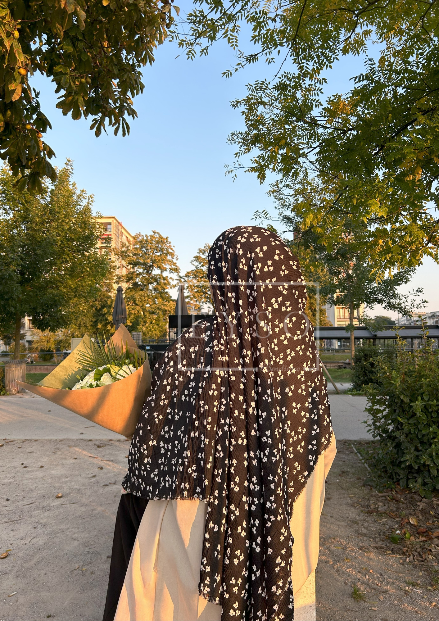 Hijab JAWEL Coton Froissé - Noir - 55